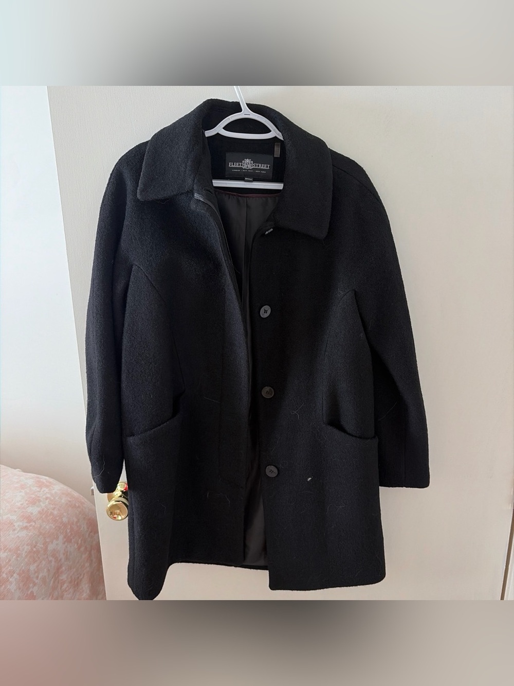 Fleet Street Black Women's Wool Blend Trench Coat